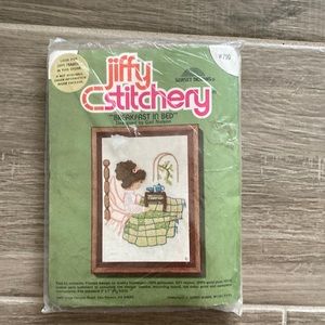 NWT Vintage Jiffy Stitchery 1977 Breakfast in Bed Embroidery kit